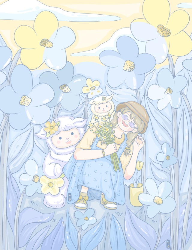 原創治愈系插畫壁紙｜一起躲貓貓?