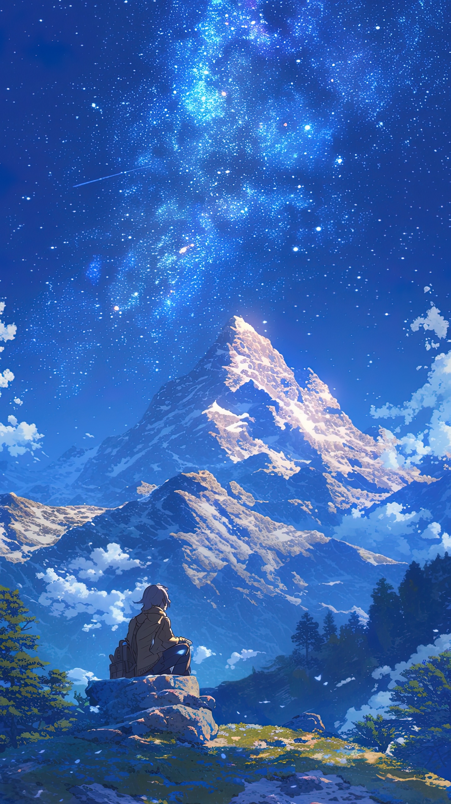凝望星空雪峰的少年
