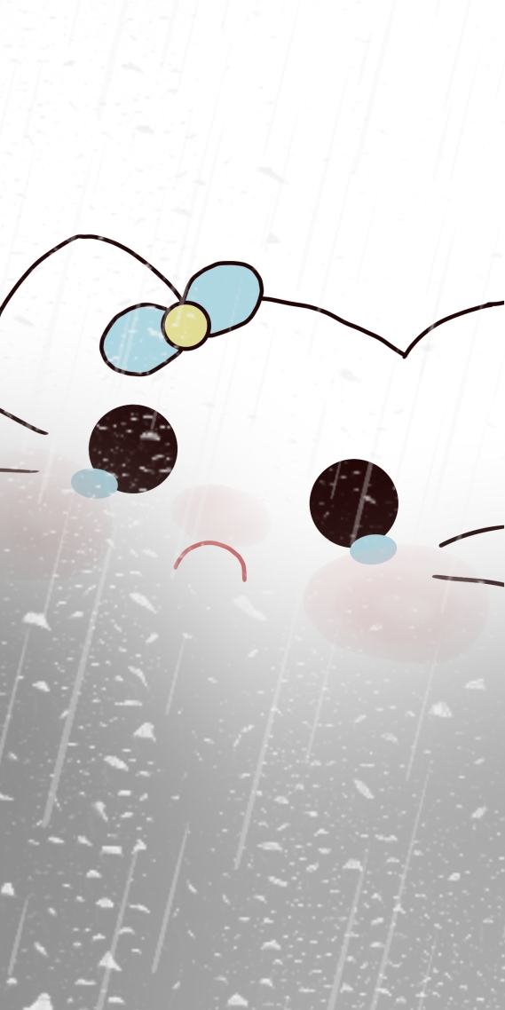 蝴蝶结小猫下雨委屈