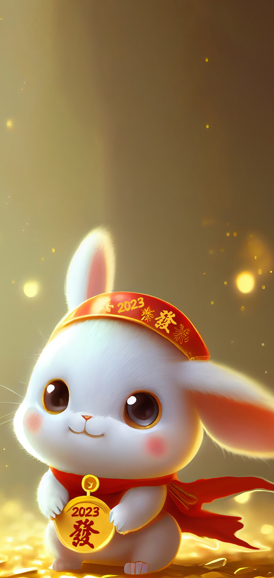 可愛的兔子 發財兔子 4K