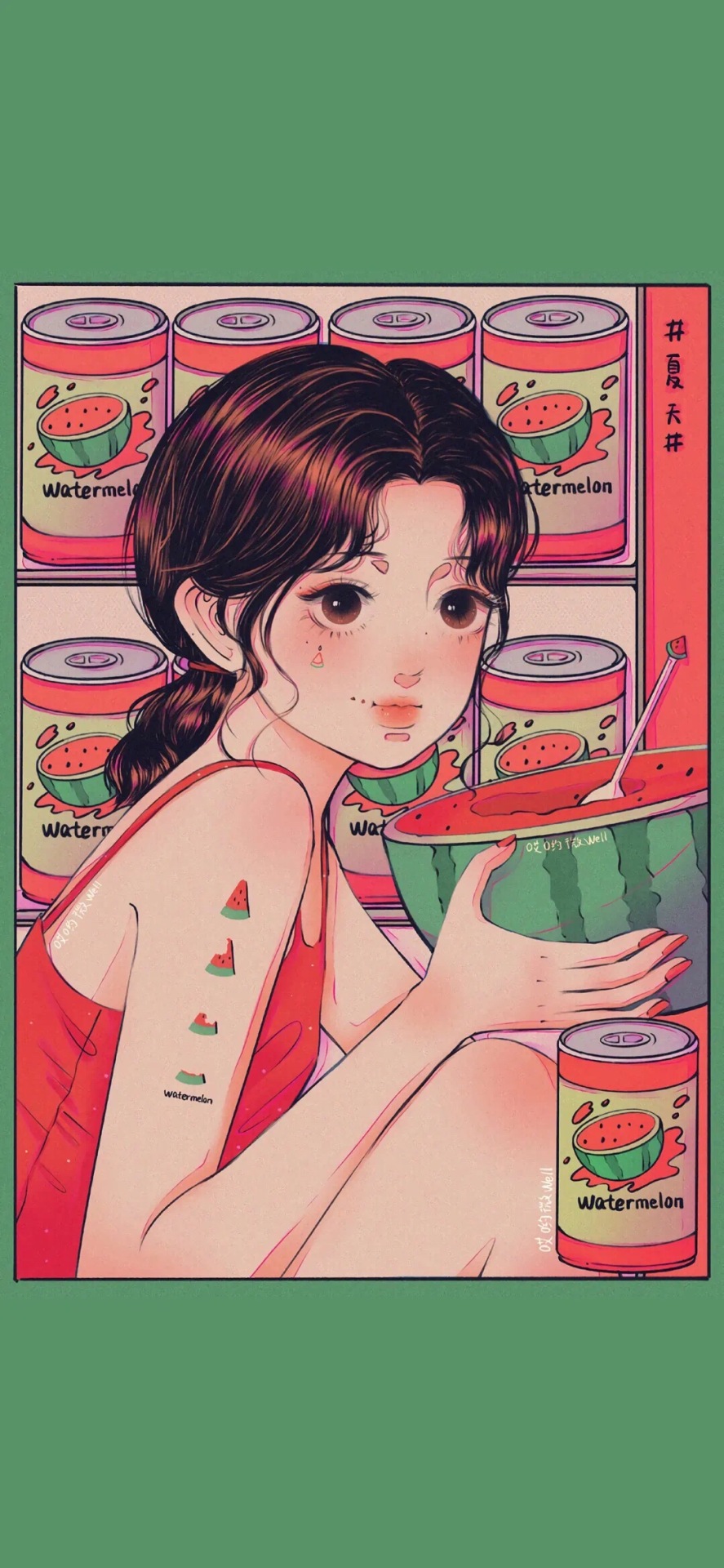 西瓜女孩聊天背景圖