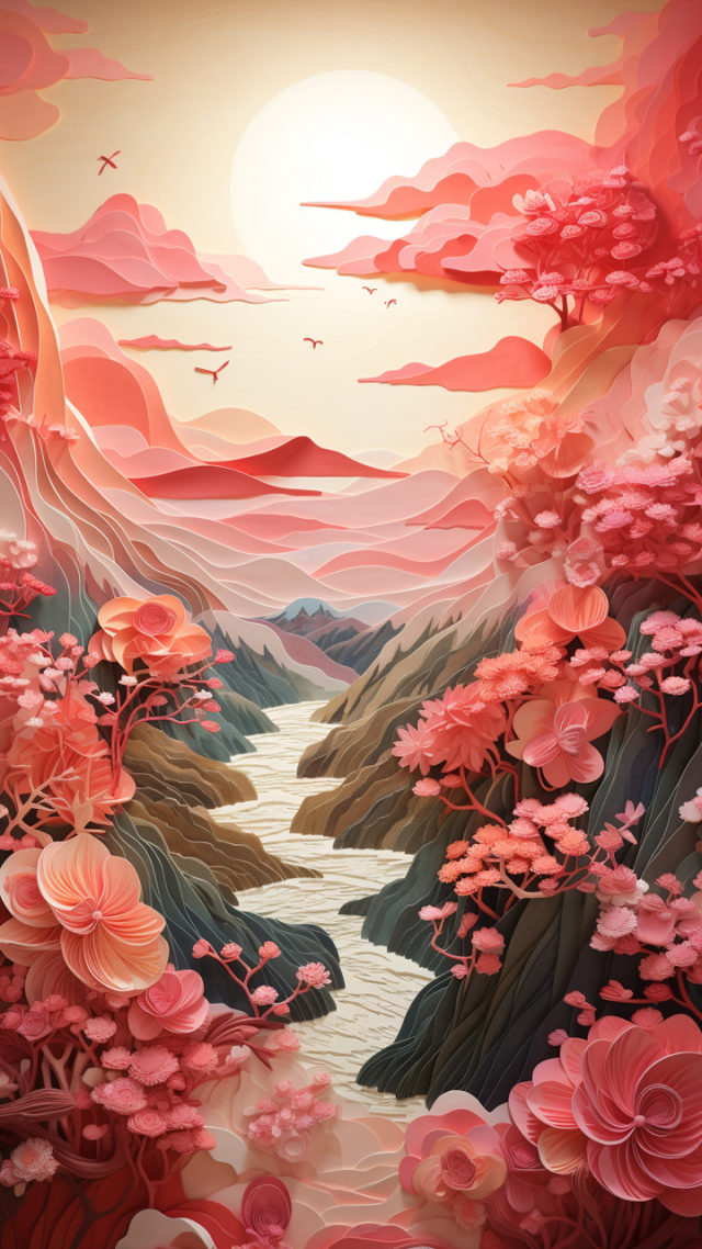 衍纸山河(风景手机静态壁纸) - 风景手机壁纸下载 - 元气壁纸