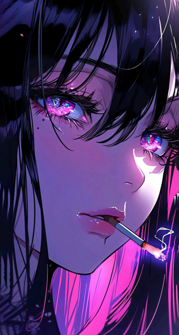 紫色抽煙美少女2