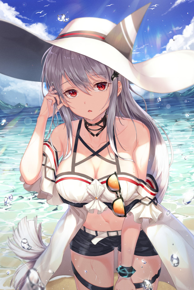 明日方舟 泳裝斯卡蒂 ??列表還有更多二次元美女的動態壁紙！