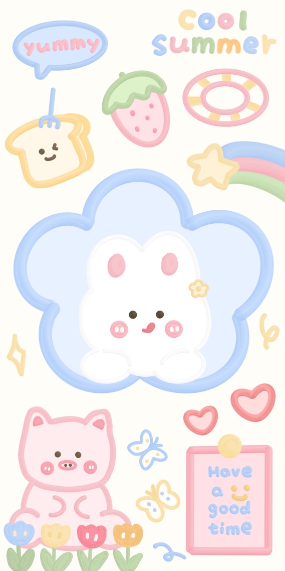 彩色涂鸦兔子