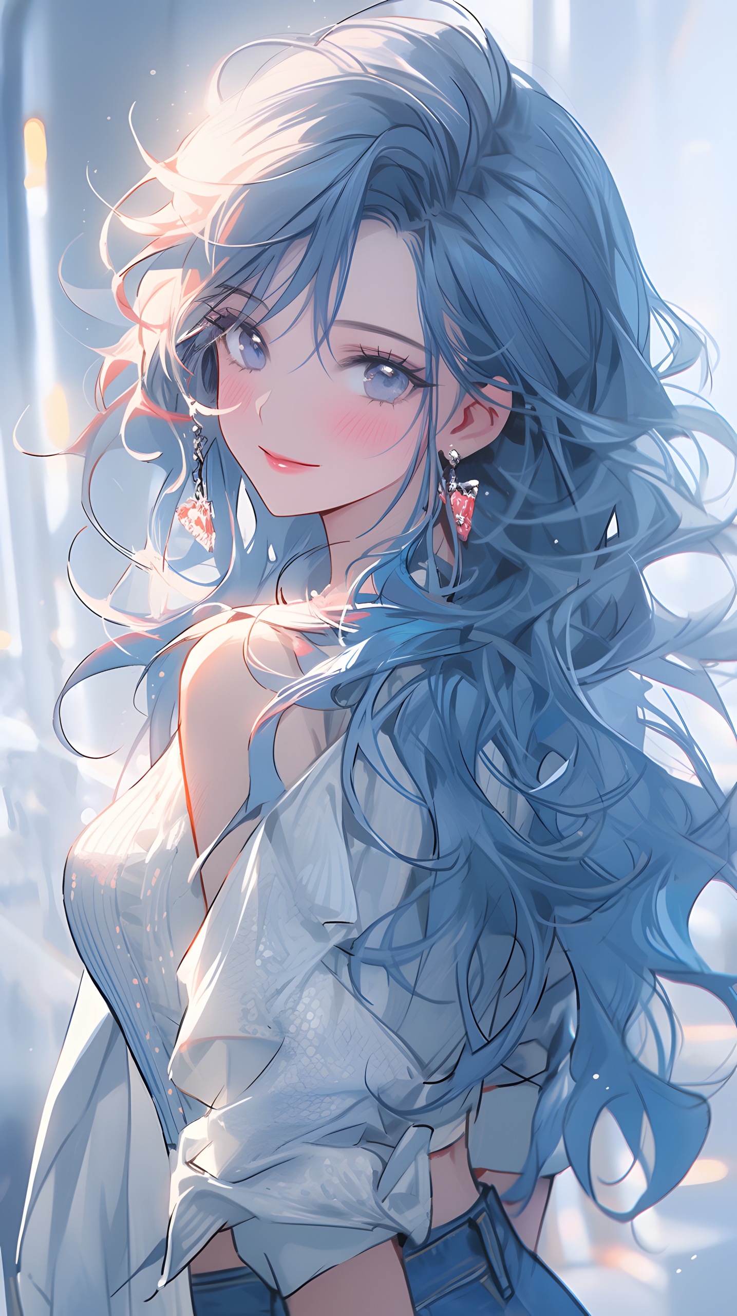 長發藍色系美女