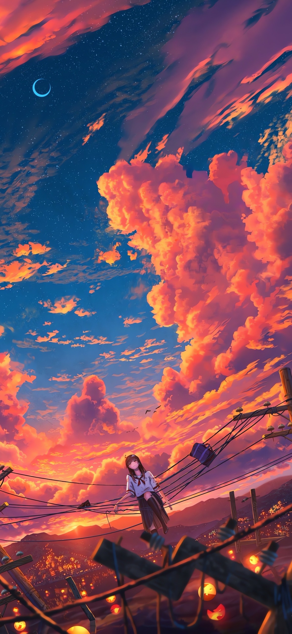 夕陽落日少女