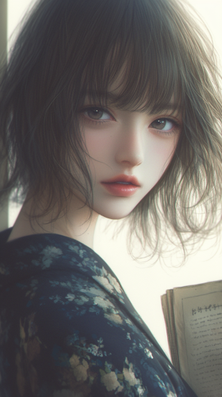 气质短发美女
