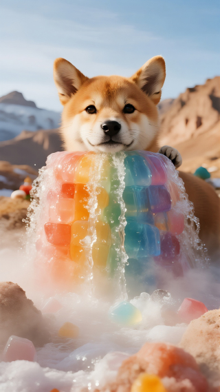 柴犬小狗瀑布