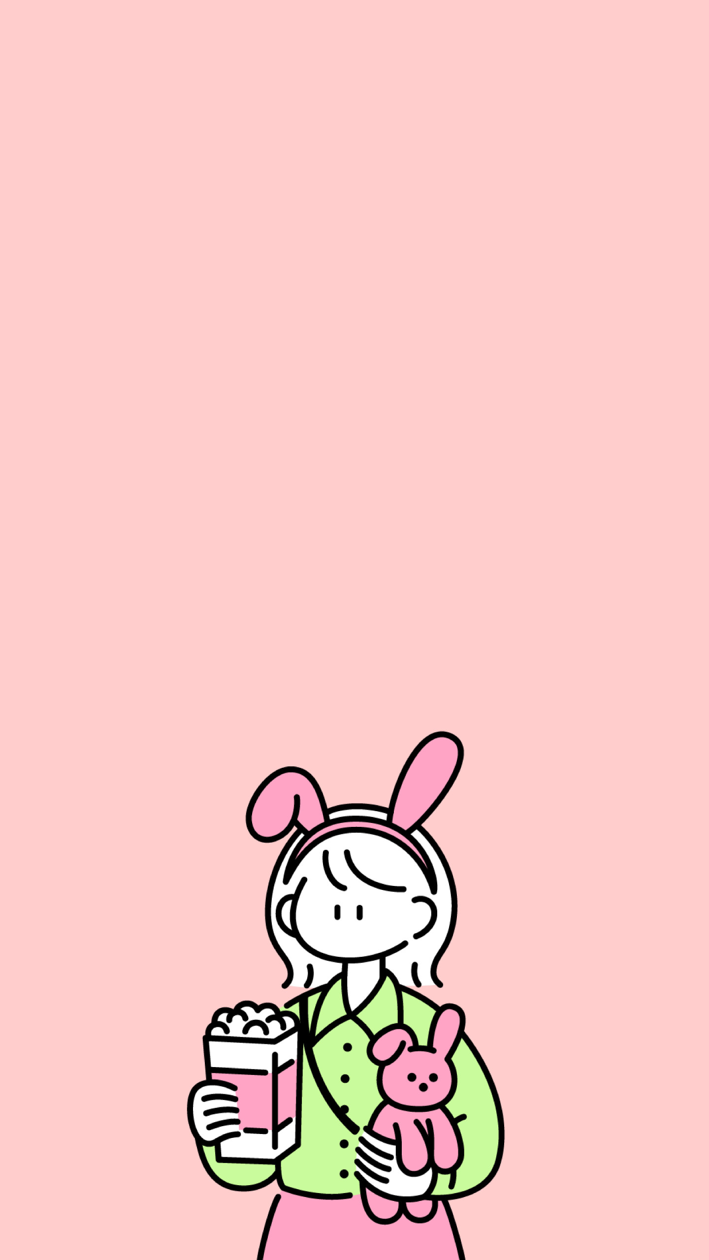 可愛女孩兔子爆米花