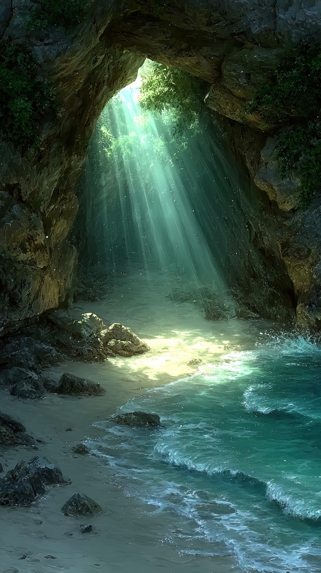 清新陽光海島洞穴