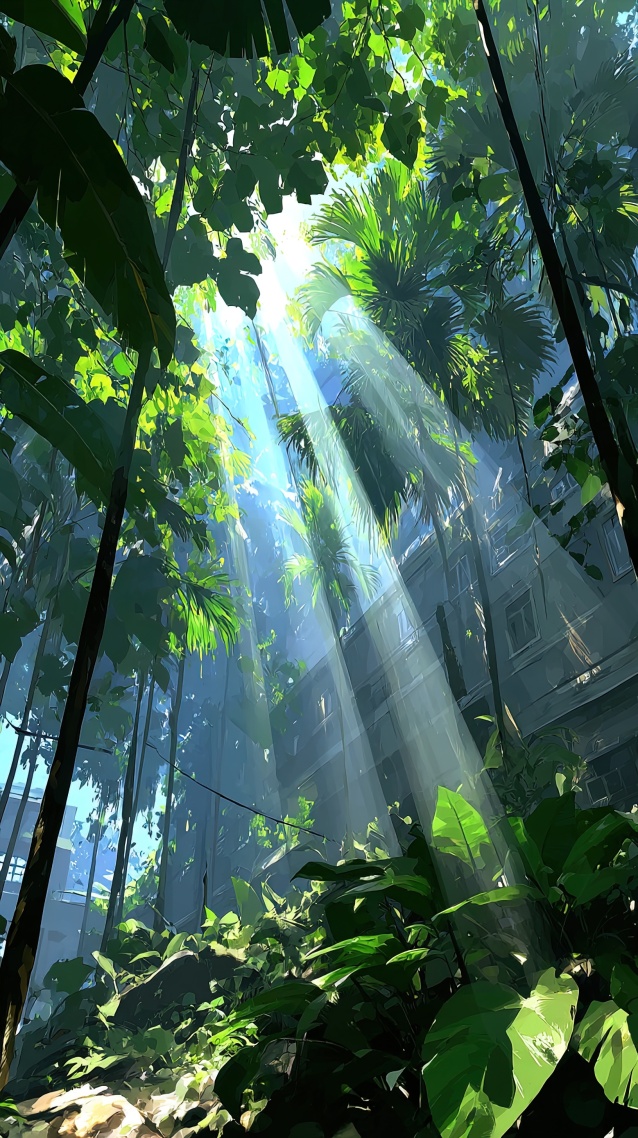 清新阳光绿色森林