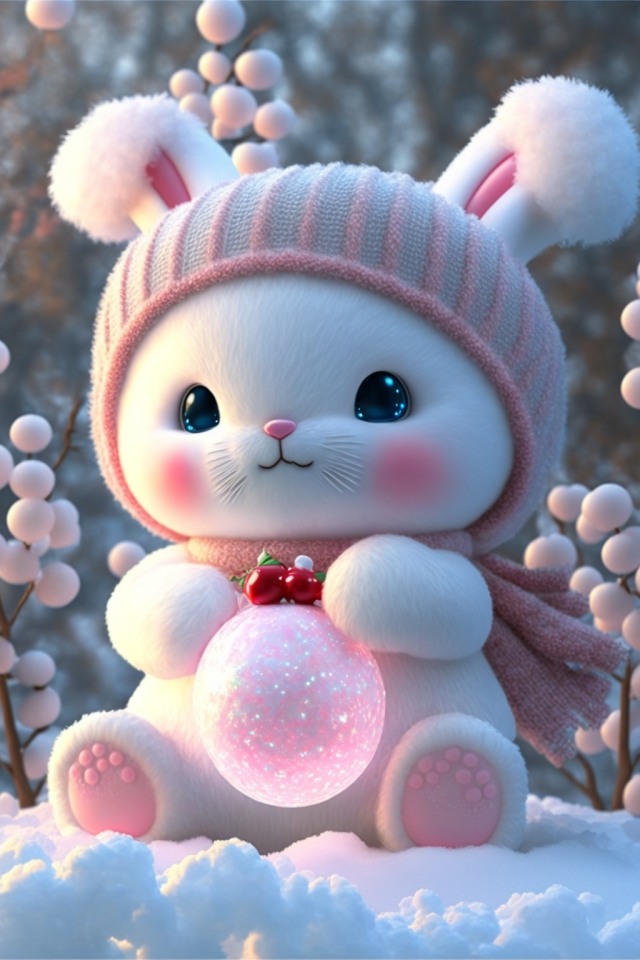 超可爱雪中兔