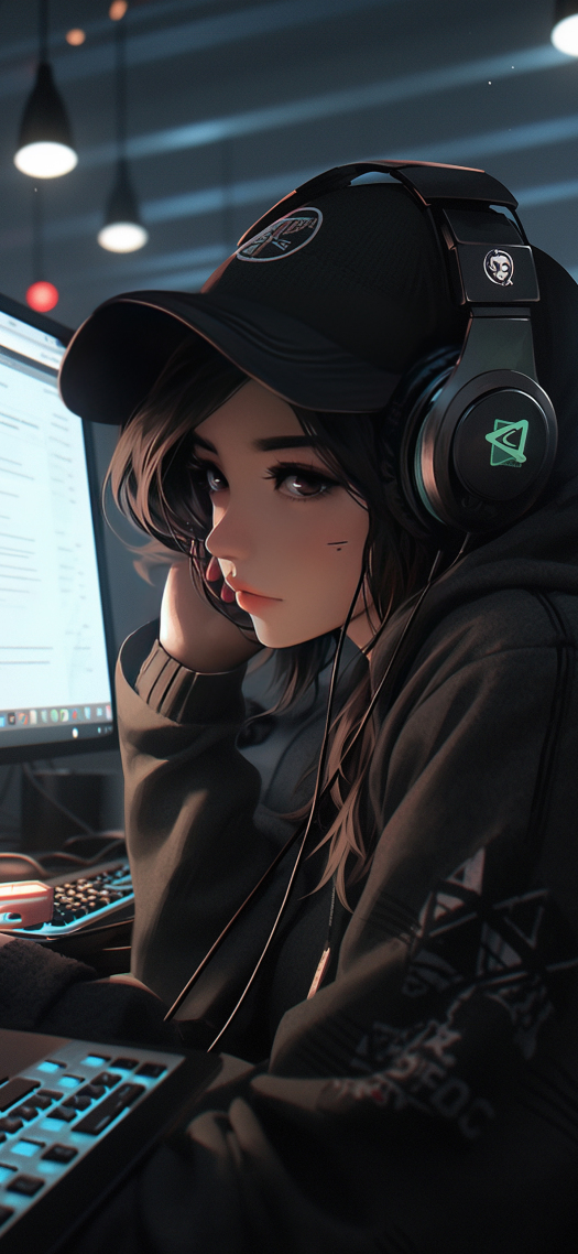 戴耳機女孩
