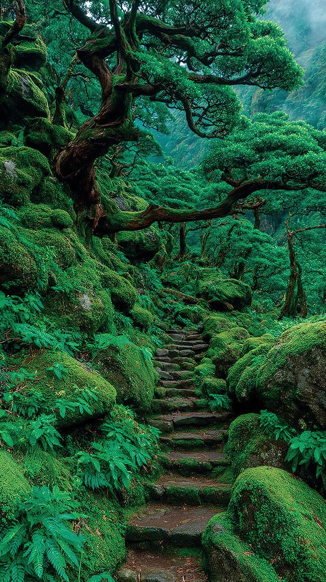 绿色护眼森林登山小径