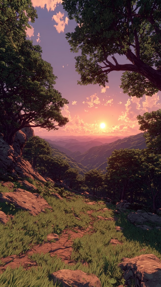 梦幻晚霞山林
