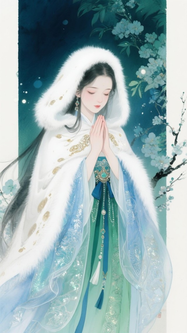浅青水墨