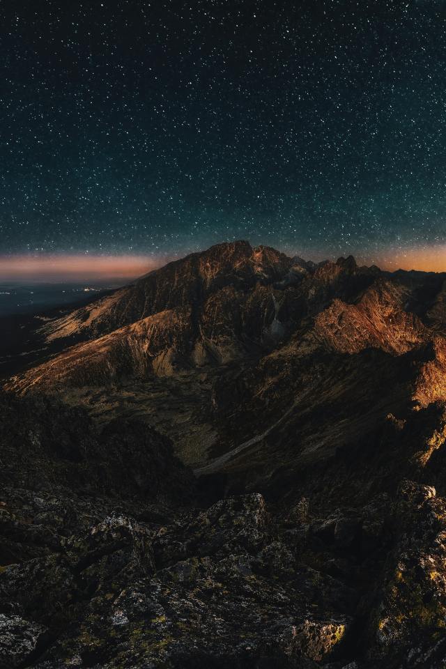 山川 夜景壁紙