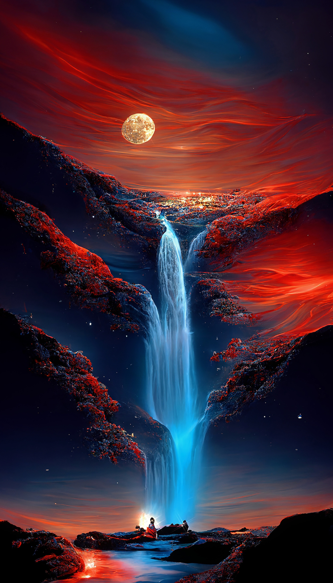 治愈星空 瀑布美景