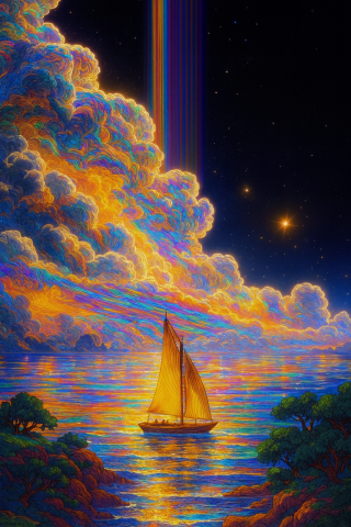 星空与船