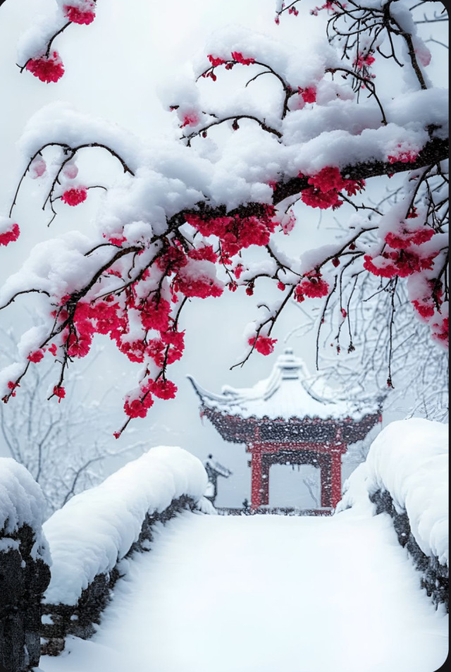 雪景小亭