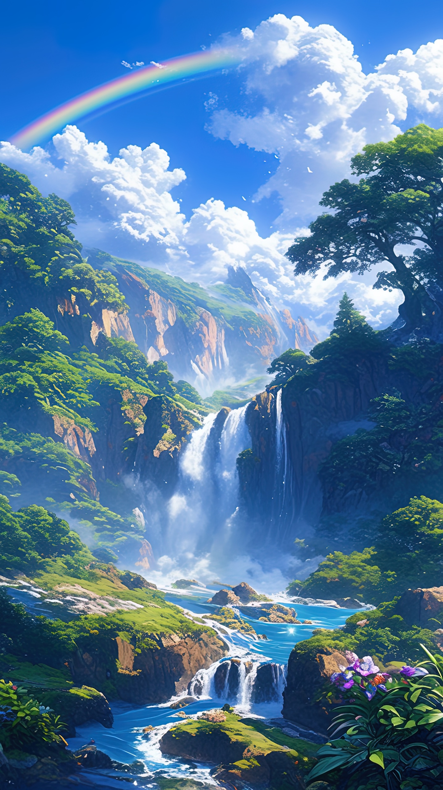彩虹高山瀑布