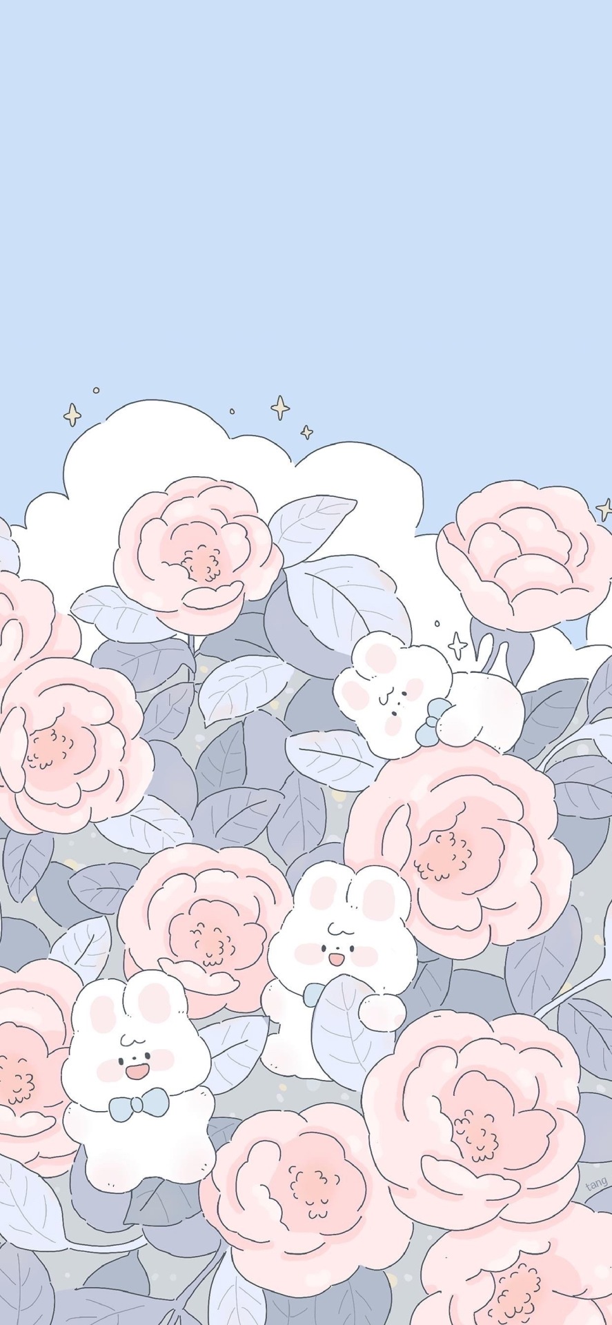 治愈可愛兔兔玫瑰花