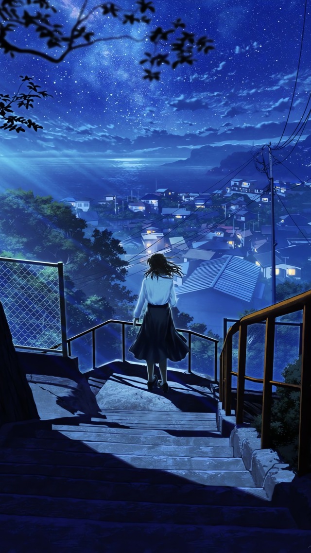 夜晚星空村莊