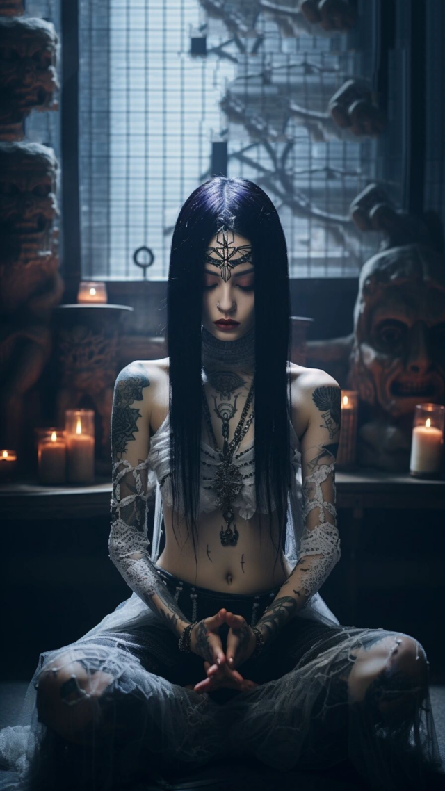 暗黑系纹身美女