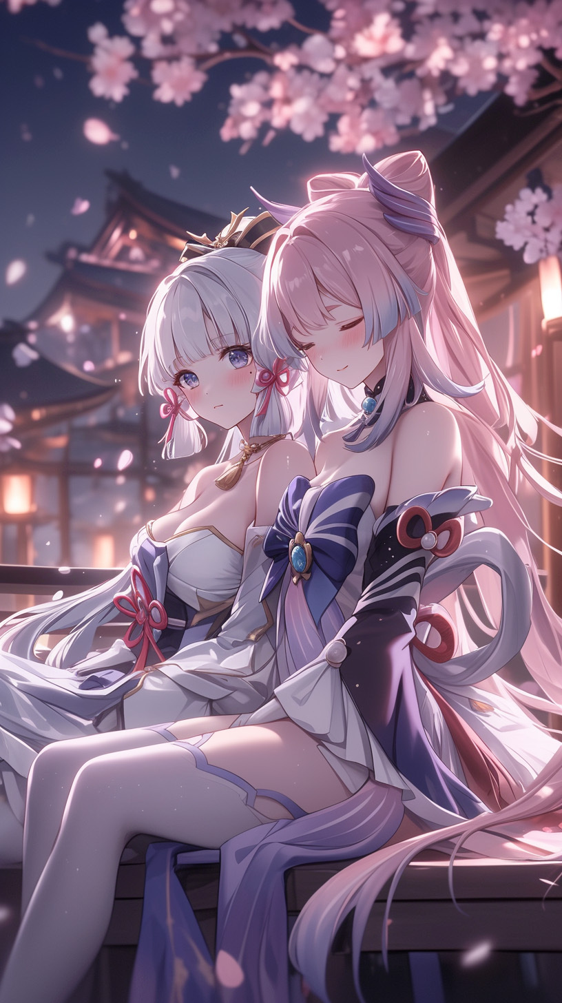 雪墨壁紙丨神裡綾華&心海丨