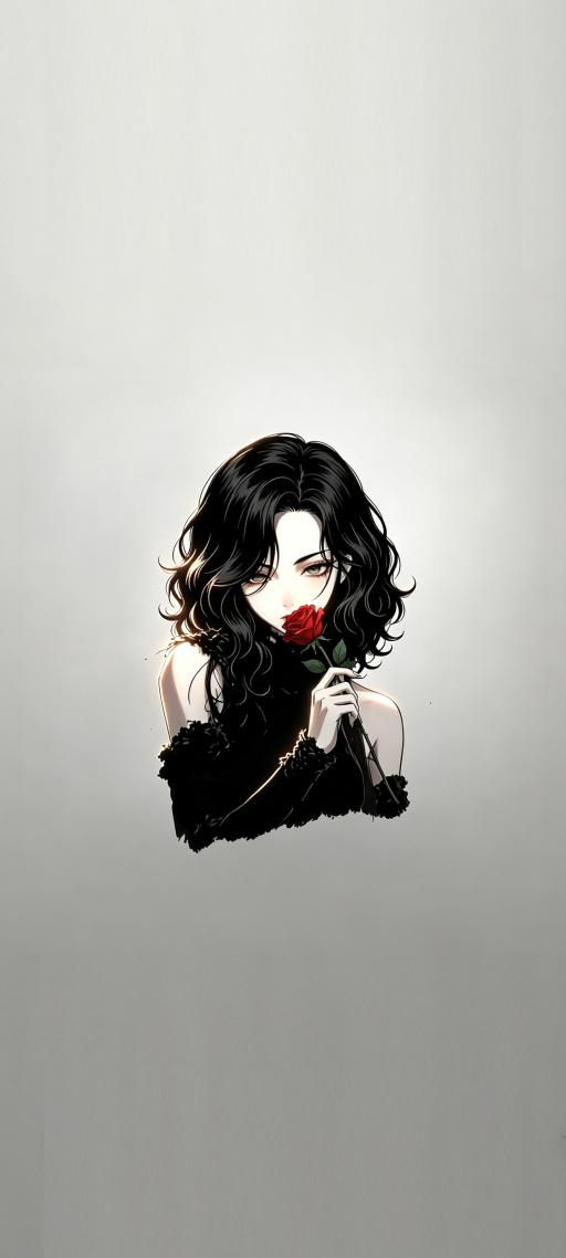 暗夜玫瑰 高冷女生插画壁纸
