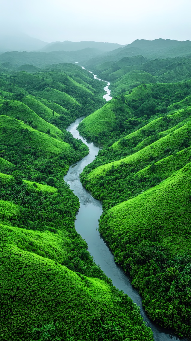 綠色護眼蜿蜒河流