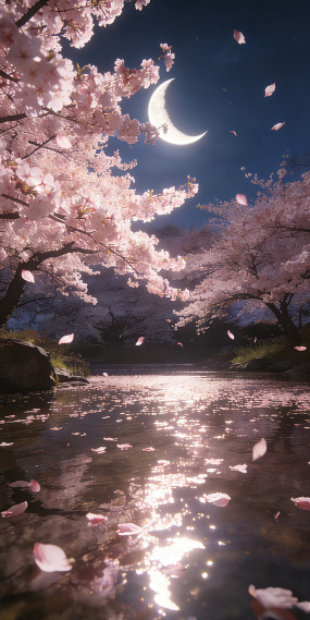 月下樱花