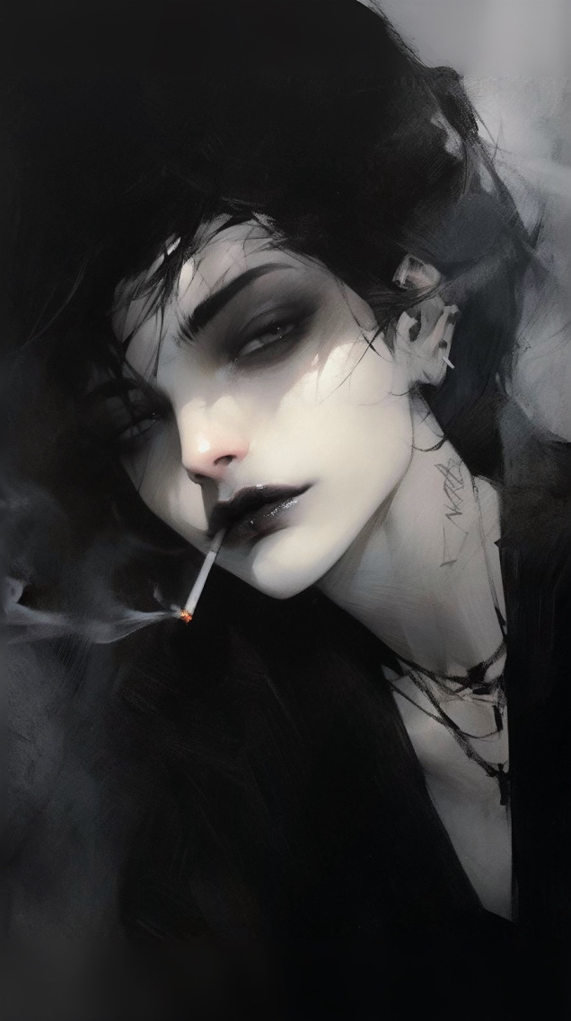 暗黑系黑色水墨女神