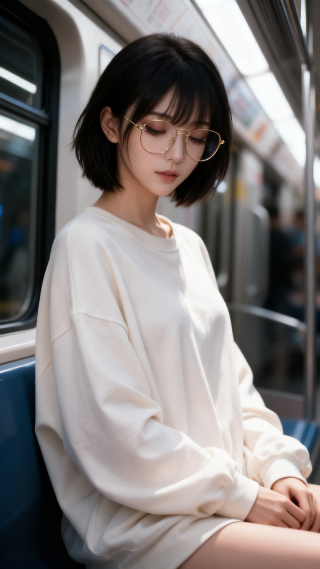 地铁上的少女