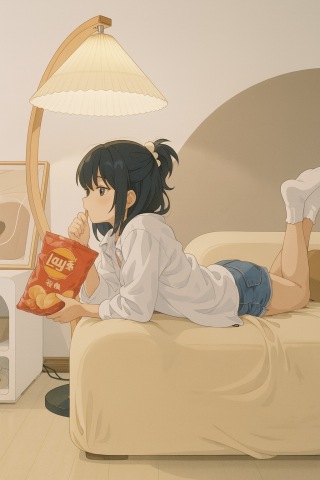 沙发吃草莓少女