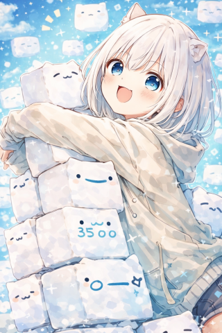 拥抱猫猫叠叠少女