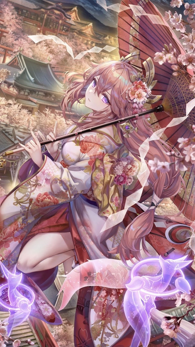 全面屏手机壁纸2k原神八重神子