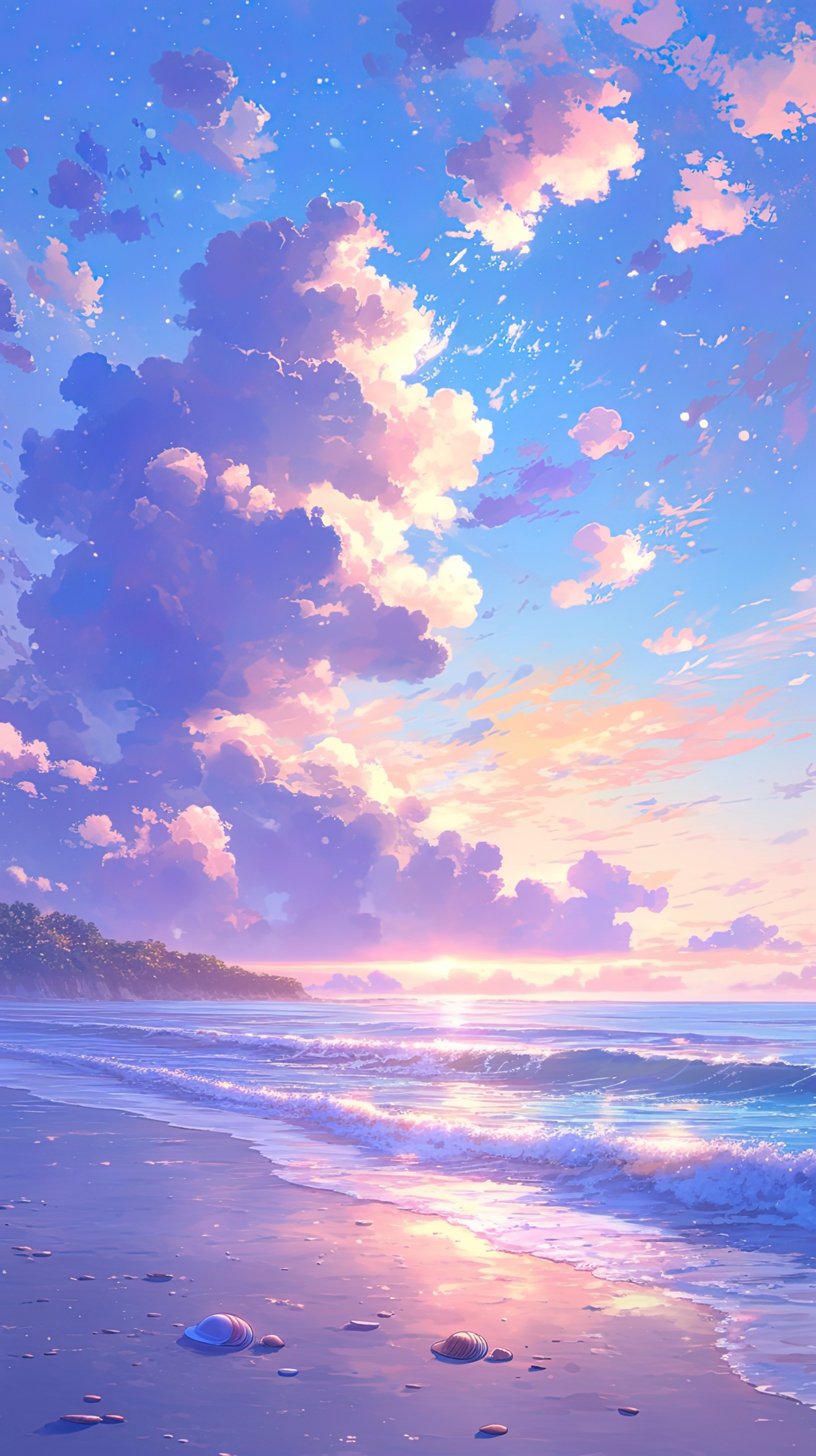 粉色朝霞海滩