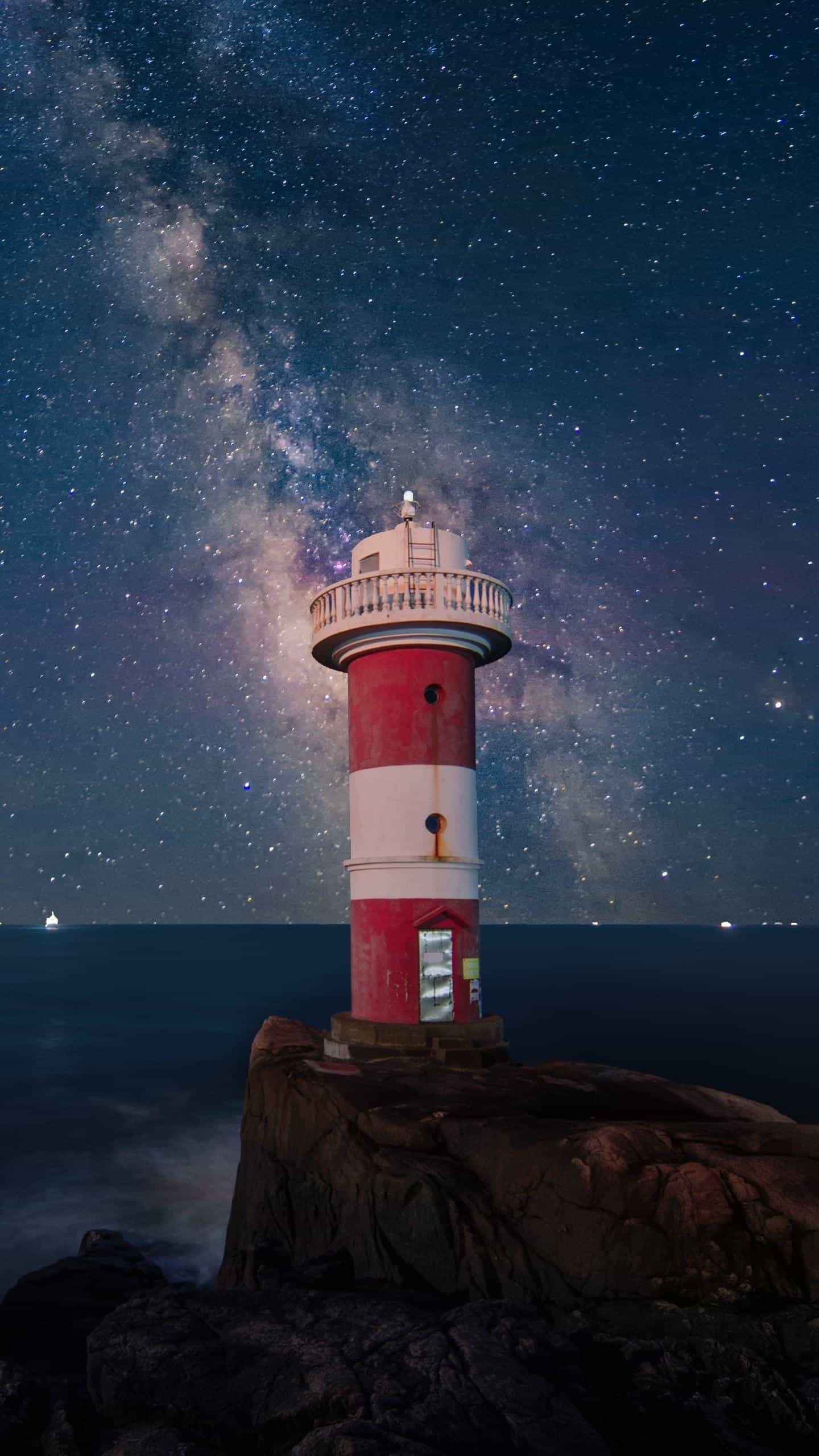 微信屏保壁紙燈塔星空