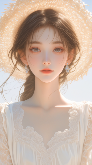 阳光草帽美女