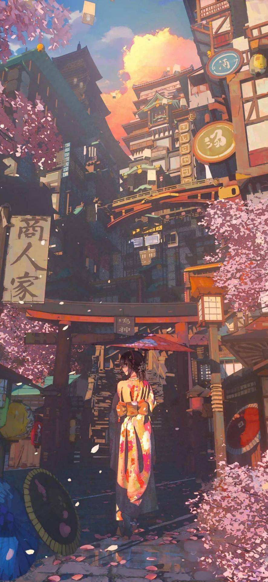 日本少女聊天背景圖