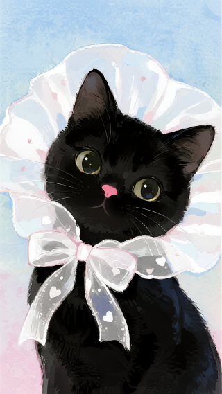 白色丝巾小猫