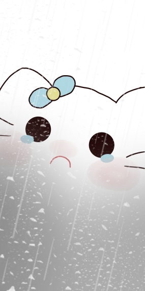 蝴蝶结小猫下雨委屈