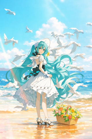 初音未来与海