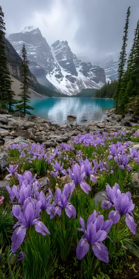雪域花语，紫鸢映湖