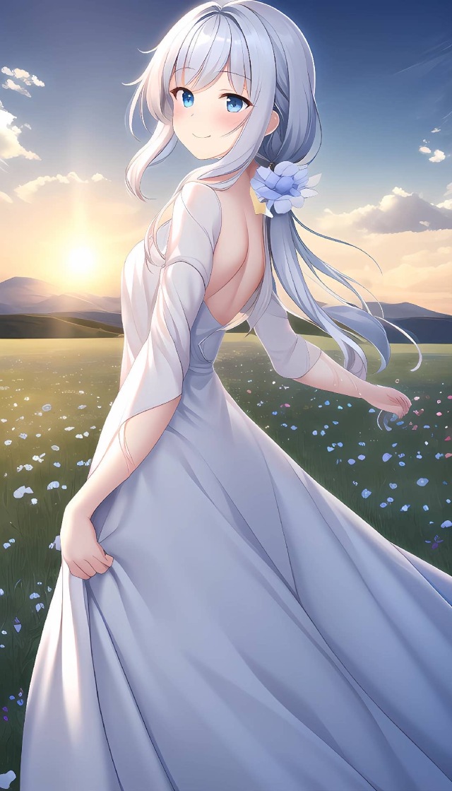 白发连衣裙少女