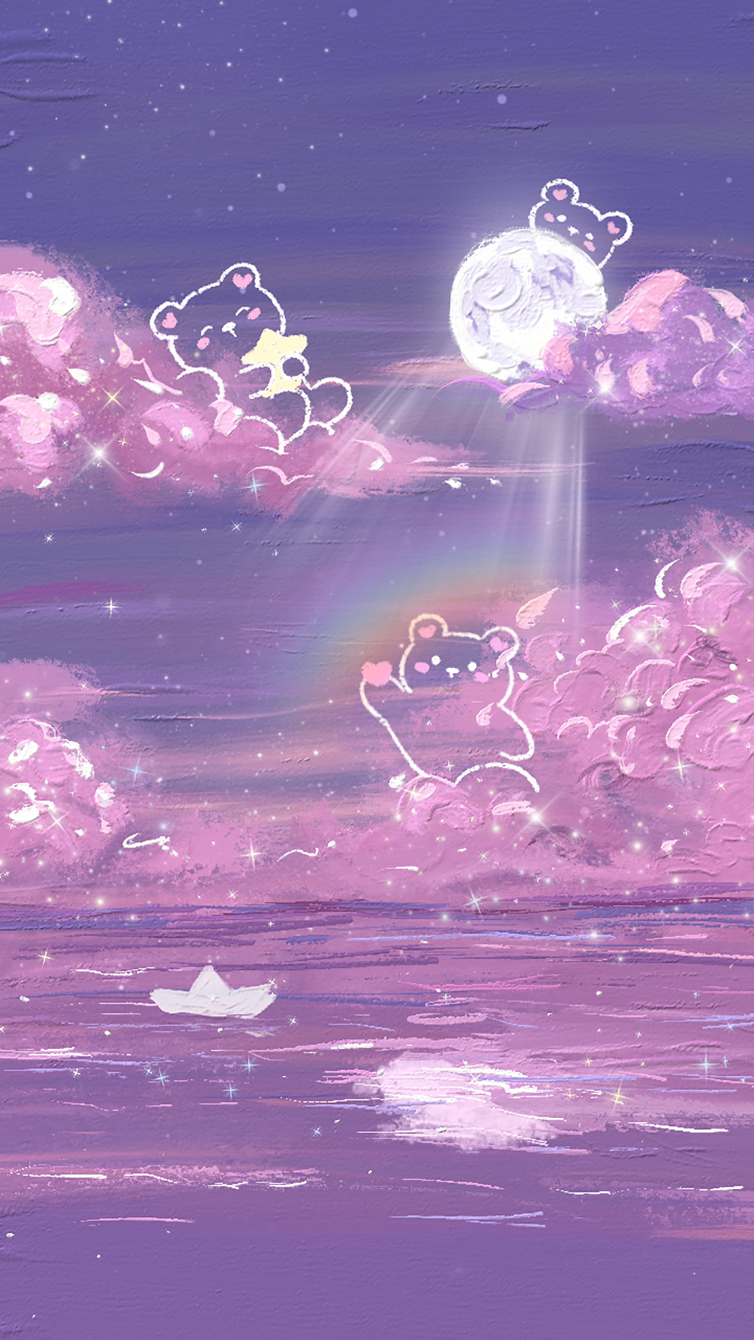 油畫星空熊