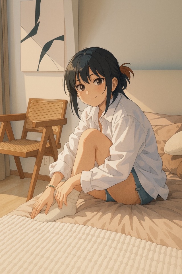 床边少女