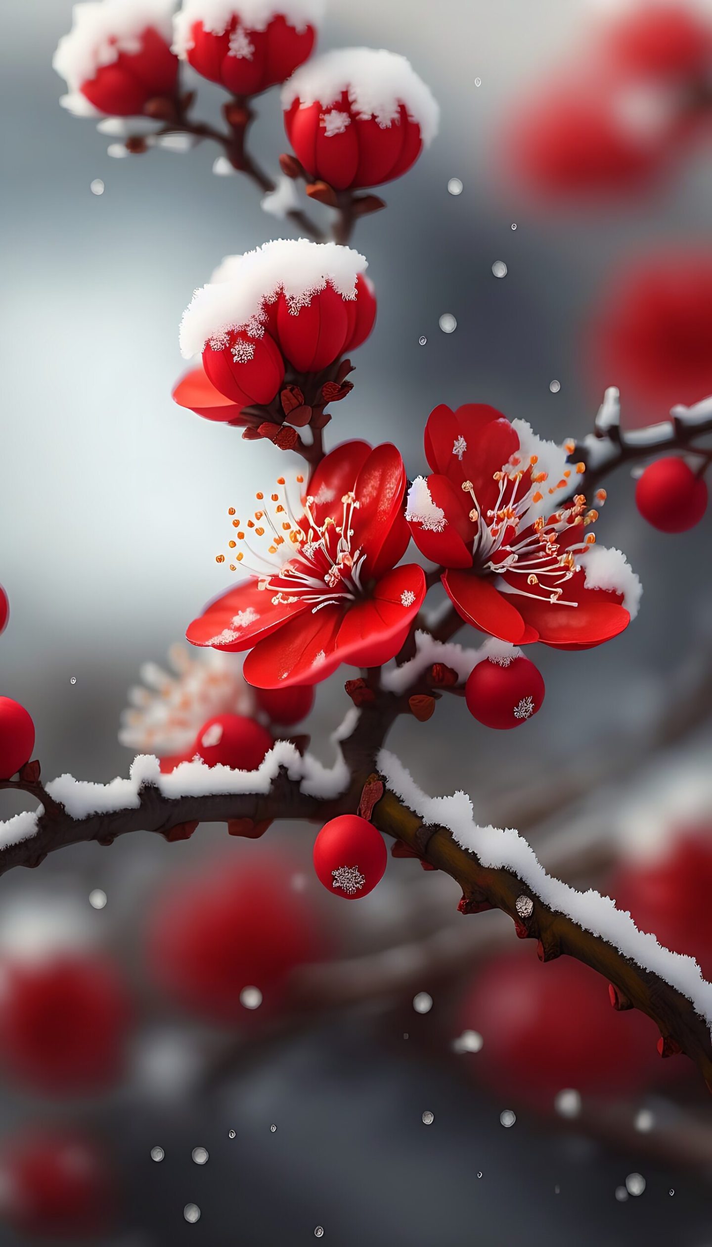 雪中紅花